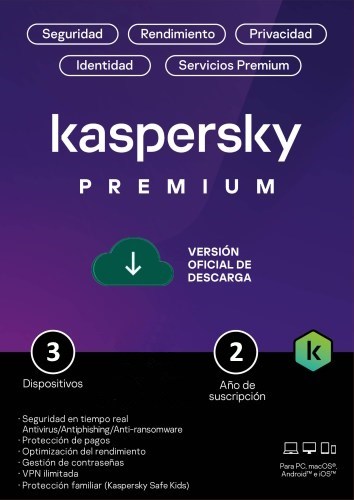 Kaspersky Premium Para 3 PCs por 2 Años